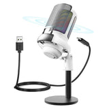 USB Condenser Microphone Gaming Mic with RGB Light for PC Gaming Live Recording Streaming Black V1263-JX-7090