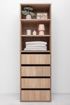 GENEVA THREE SHELF/FOUR DRAWER BUILT IN WARDROBE - CLASSIC - NATURAL OAK V164-ECW2S