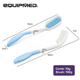 EQUIPMED Long Handle Hair Brush & Comb Set, Easy to Use Ergonomic Detangling Padded Hairbrush, V219-HELPEREQLG6A