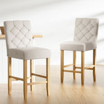 Artiss 2x Bar Stools Linen Upholstered Chairs UPHO-C-BAR-6066-BGAX2