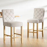 Artiss 2x Bar Stools Linen Upholstered Chairs UPHO-C-BAR-6066-BGAX2