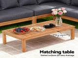 Gardeon 4 Pieces Outdoor Sofa Set 5-Seater Wooden Bench with Built-in Side Table ODF-SOFA-4PC-5S-ST-TK-AB