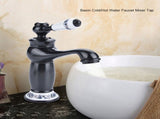 Floral Pattern Single Handle Mixer Tap Cold/Hot Water Faucet for Bathroom Basin Sink V1294-YM0727-JY07252-04