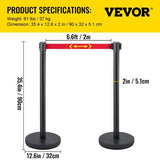 Crowd Control Stanchion, Set of 6 Pieces Stanchion Set, Stanchion Set with 6.6 ft/2 m Red V952-GLZHSHDJTZGX6TVTYV0