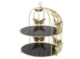 Golden Bird Cage Shape Cosmetic Rack Desktop Makeup Organizer Rack Double Tier Cupcake Cake Stand V1294-YM0901-3117250099511
