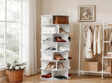 Artiss 7 Tier 360&deg Rotating Shoe Rack Storage Display Shelf White DIY-SHOE-ROT01-WH
