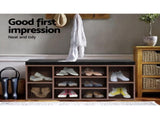 Artiss Shoe Rack Cabinet Bench 10 Cubes - Walnut FURNI-O-SHOE-BEN102-WAL