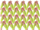 24 Pair Fishnet Gloves Fingerless Wrist Length 70s80s Costume Party Fluro Yellow V563-24PCS-18510-FLUROYELLOW