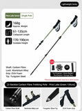 Lightweight Carbon Fiber 3 Section Trekking Pole, Adjustable Hiking Stick Fit For Height Under V1221-XM-LB2787-GM110
