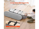 Oval Storage Ottoman Bench, Foldable Teddy Fleece End of Bed Bench, Folding Upholstered Bed Ottoman V952-BYWSZYKZDK40KOB06001V0