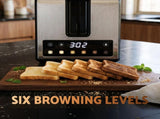 Devanti 2-Slice Toaster, LED Display 3.5cm Wide Slots 6 Browning Levels TOASTER-2S-SS-BK