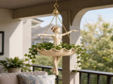 Ballet Dancer Hanging Planter, Elegant Weatherproof Resin Hanging Plant Pot with Hanging Chain, V1366-AZ2-W-17239