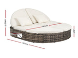 Gardeon Outdoor Day Bed Sun Lounge Setting Wicker Lounger Patio Furniture w/ Retractable Side Tray ODF-SUNBED-BS22-BE-AB