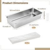 2PCS Loaf Tins, 12" x 5" x 2" Stainless Steel Loaf Pans with 20 Papers, Deep Cake and Bread V1369-AZ3-W-08811