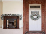 Christabelle Snowy Crown Pine Christmas 2pc Set 6cm Christmas Wreath and Garland with LED Light CMB-SENCR-WG