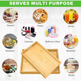 2 pcs Bamboo Trays, Wooden Tray, Rectangular Tray With Handles, Breakfast Tray V1188-MS-227-1680