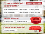 20 Pack CMZST0803 CMZST080 Weed Eater String and 4 Pcak CMZST120SC String Trimmer Spool Cap V1258-DP02-C-880