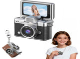Mini Digital Camera with 1.47 in LCD Screen, 1080P Flip Screen Retro Digital Keychain Camera with V1366-AZ2-W-11544