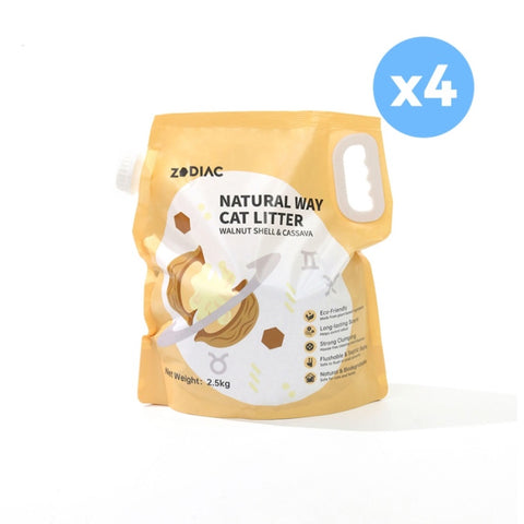 ZODIAC Natural Way Walnut Shell & Cassava Cat Litter 2.5Kgx4 V390-ZL0239-4
