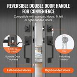 Double Door Handle Set, Matte Black Square Door Lever, Heavy Duty Double Front Door Handle Set with V952-SMSBYGHDSFXLKVAWEV0
