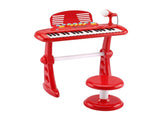 Keezi Kids Piano Keyboard 37 Keys Electronic Musical Instrument Set w/ Stool Microphone KPK-37-RD