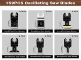159 PCS Oscillating Saw Blades with Sandpaper, Universal Titanium Multitool Blades for V1258-DP02-C-609