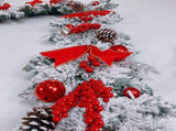 Red and White Flocking Holiday Wreath, swag, Garland, Christmas Wreath for Front Door - Xmas V1192-AZ-W-21071