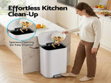 Cefito Kitchen Trash Can 40L Pedal Bins Rubbish Bin Steel with Soft Close Lid, Removable Inner RB-40L-1C-WH