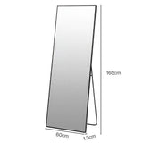 Yezi Rectangular Full Length Mirror 165x60cm Black Standing Floor Wall Leaning DECO1040-BK-165X60-AU