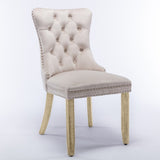 4x Velvet Dining Chairs Upholstered Tufted Kithcen Chair with Solid Wood Legs Stud Trim and V226-SW1901BG-2
