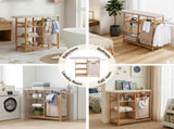 Artiss Laundry Basket Hamper with Ironing Board Bamboo LBH-B-BATH-BAM-GY