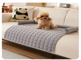 Light Grey Pet Sofa Protector & Calming Bolster Bed with Diamond Lattice - 75x75CM Thickened Non V888-ELOSUNG45686