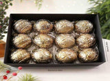 Vintage Embossed Christmas Baubles 8cm, 12 Pack Coffee Tone Ornaments, Textured Antique Tree Hanging V1221-XM-LB2789-GM111