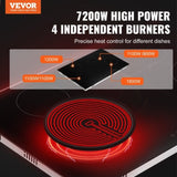 VEVOR Built-in Electric Cooktop Radiant Ceramic Cooktop 4 Burners 30.3x20.5 inch V952-QRSDTL7200WHNLGYEV3
