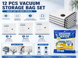 12-piece Travel Vacuum Storage Bags Set for Clothes and Bedding, Space Saving Compression Bags for V888-ELOSUNG53332
