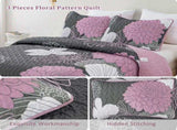 Grey Floral Elysian Bedspread Coverlet 3 Piece Set V745-AC080685Q13U