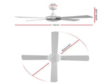 Devanti 52'' Ceiling Fan DC Motor 4 Blades w/Remote - White CF-B-52NL-WH