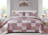 Blush Bohemian Patchwork 3 Piece bed spread Set V745-AC090357AF