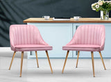 Artiss Dining Chairs Set of 2 Velvet Channel Tufted Pink UPHO-D-DIN203C-VEL-PKX2
