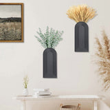 2 Pack Wooden Wall Vase Set - Brown Finish Modern Farmhouse & Boho Wall Decor for Entryway, Hallway, V1369-AZ3-W-11424