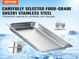 6 Pack Hotel Pans, Full Size Anti-Jam Steam 0.8mm Thick Stainless Steel Restaurant Steam Table V952-11QCCPWG25YCP9ZNIV0
