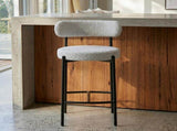 Sleek White Quartz Metal Boucle Elsa Bar Stools V264-DNC-417B-MCR-02-1