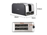 Devanti 2-Slice Toaster, LED Display 3.5cm Wide Slots 6 Browning Levels TOASTER-2S-SS-BK