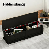 Artiss Storage Ottoman Blanket Box 140cm Fluted Black FUR-S-OTM-RTA-03-PB-BK
