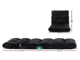 Artiss 2X Lounge Sofa Bed Flannel Fabric Black FLOOR-SBL-M193-S-BKX2