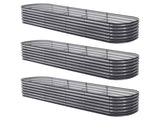 Green Fingers 3 Pcs Raised Garden Bed Kit Oval Galvanized Steel Planter Boxes 320x80x56cm, Heavy GARDEN-OVAL-AG-3208056X3