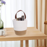 2Pcs White Hanging Woven Basket Wall Storage Basket with Pastoral Style Design V1366-AZ2-W-21115