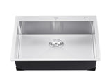 25 inch Kitchen Sink Workstation, 304 Stainless Steel Top Mount Sinks, Drop-In Single Bowl Farmhouse V952-QRSSCTSPDC255JJGGV0