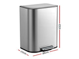 Cefito Kitchen Trash Can 40L Pedal Bins Rubbish Bin Steel with Soft Close Lid, Removable Inner RB-40L-1C-GY