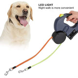 Retractable Double Dog Leash with 2 Cords 360 Degree Tangle Free Black, 3 m V1188-MS-527-075